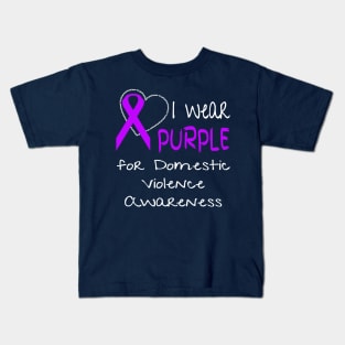 I Wear Purple For Domestic Violence Awareness Ribbon design Kids T-Shirt